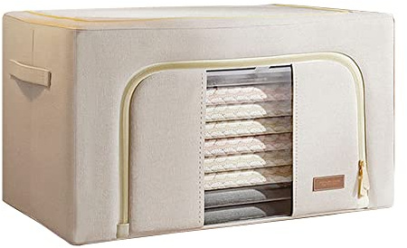 JOYBOS 100L Faltbare Aufbewahrungsbox für Kleidung aus Baumwolle