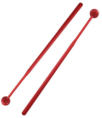 Perfeclan 2x Bell Maillets Solid Drum Percussion Sticks Marteau pour Tambour Carillon Xylophone, Rouge