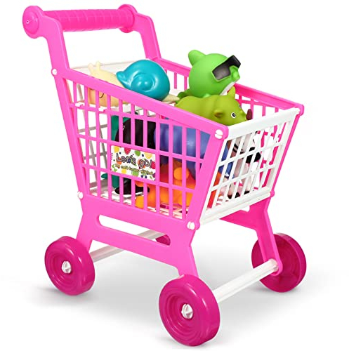 NUOBESTY Carrito De Compras Infantil Simulación Juguete Rosa para Niña Carrito De Supermercado para Desarrollar Habilidades Y Diversión