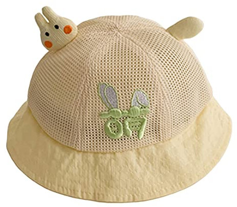Derbe Mütze Damen für Kinder, Sonnenhüte, Sommer-Frühlings-Sonnenhut, niedliche Cartoon-Outdoor-Strand-Eimerkappe Mädchen Baby Sommer Mütze (Yellow, One Size)