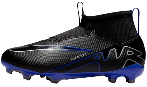 Nike Boy's Unisex Kids JR Mercurial Superfly 9 Academy Chrome-Hyper Roya Gym Shoes, Black Blue Grey, 3.5 UK Child