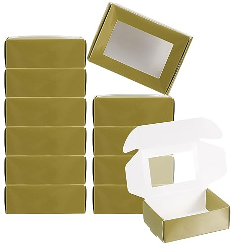 PATIKIL 3.5x2.5x1 30Stk Papier Seifenkiste mit Fenster Hausgemachte Seife Boxen Rechteck Geschenke Verpackung Boxen für Geburtstag Weihnachten DIY Handwerk Golden
