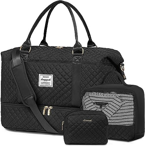LOVEVOOK Reisetasche Sporttasche Damen Groß Weekender Travel Duffle Bag mit Kosmetiktasche Handgepäck Tasche mit Schuhfach Kliniktasche Geburt Mama Set Wasserdicht für Flugzeug Reise Sport Holiday