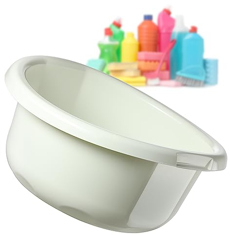 KADAX Round Bowl 5L, Plastic Washing Up Bowl for Kitchen and Bathroom, Small Basin for Washing Dishes, Soaking Laundry and House Cleaning (White)