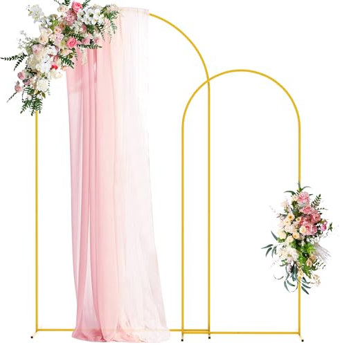 Wokceer Hochzeitsbogenständer, 2 m, goldfarben, Metall, Hintergrundständer, 2 Stück, für Geburtstagsparty, Hochzeitszeremonie, Babyparty, Abschlussfeier, Dekoration