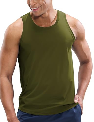 MIER Herren-Tank-Top, Workout, ärmellos, Muskeln, athletisch, Fitnessstudio, Laufen, Strand, Tanktops für Herren, schnell trocknend, Grün (Army Green), XX-Large