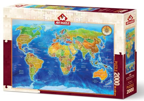 2000 Pieces Jigsaw Puzzle: World Geo-Political map | Challenging Puzzle for Adults | Premium Quality, Ideal Gift for Puzzle Enthusiasts and Family Fun | Mind-Engaging Entertainment and Stress Relief