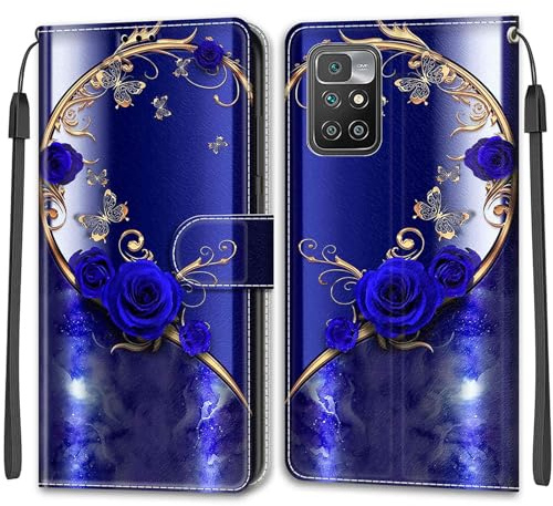 KENHONER Handyhülle für Xiaomi Redmi 10/10 2022, Schmetterling | Premium Leder Flip, Klappbar, Stoßfest, Magnetisch, Standfunktion, Kartenfächer, Wallet Handyhülle