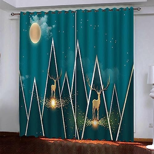 Tende Cameretta Bambini Alce Triangolare Finestra Tende Oscuranti Per Interni Con Occhielli 220 X 215 Cm 2 Pezzi 3D Stampa Tenda Oscurante Finestra Per Soggiorno Termica Isolante Ufficio-7N9W-S8W