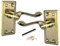 Betley Butterfly Georgian Door Handles Latch, Pair Brass 108mm x 48mm Backplate, Vic Scroll Lever Handle for Interior Wooden Doors