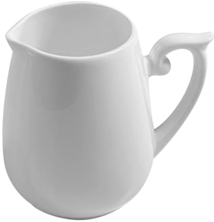 Cabilock Jarra De Crema con Asa Pequeña Jarra Portátil De Porcelana para Hacer Espuma Jarra De Espuma De Leche Blanca para Salsas Ensalada Té De Arce 160Ml