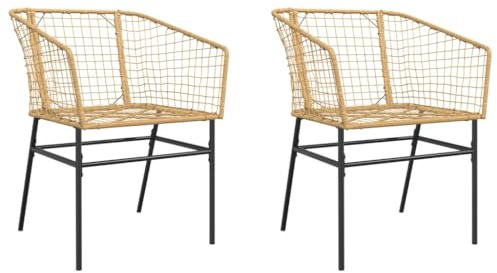 vidaXL Gartenstühle 2 STK., Gartenstuhl mit Stahlrahmen, Gartensessel Stuhl für Garten Balkon Terrasse, Sessel Stuhlset Gartenmöbel, Braun Poly Rattan