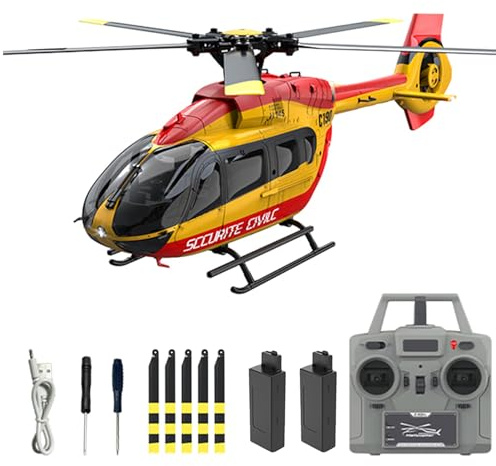 Hylukon Ferngesteuerter Hubschrauber, 2,4 GHz RC Helikopter Helikopter mit doppeltem bürstenlosen Motor, 4 Kanäle, optische Flusspositionierung, sechsachsige Gyroskopstabilisierung