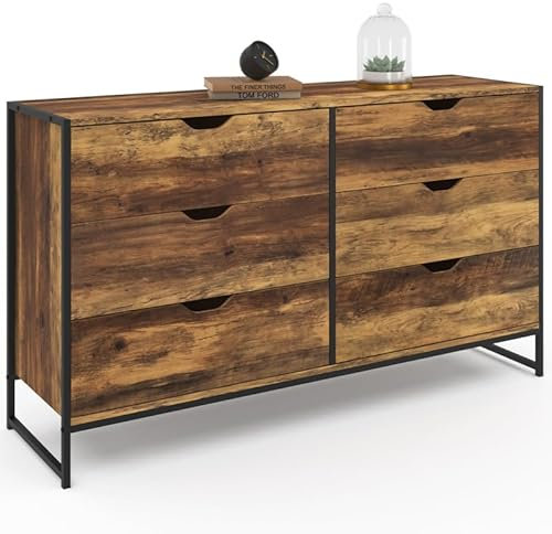 IDMarket - Commode 6 tiroirs Hawkins XXL 140 cm Design Industriel
