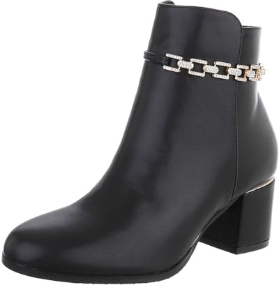 Ital Design Damenschuhe Stiefeletten Klassische Stiefeletten, OM2161-, Kunstleder, Schwarz, Gr. 38