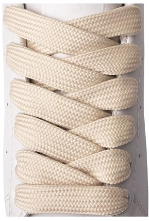 Olukssck 2 Pares Cordones Planos para Zapatillas, Cordones universales Repuesto para Zapatos para Calzado Deporte y Botas - Anchura 15 mm, Crema, 94cm