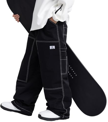 SNOWVERB Streetwear-Snowboard-Jeans für Damen und Herren, wasserdicht, lockere Passform, isoliert, winddicht, Baggy Schneehose
