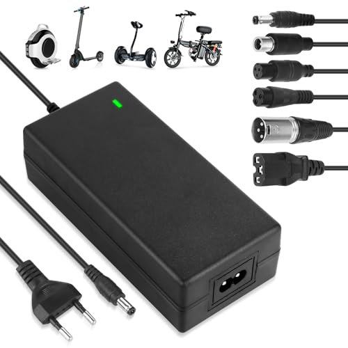 Mineup Ladegeräte für Scooter, 42V 2A Hoverboard Ladekabel, E Scooter Ladegerät mit 6 Anschlüssen, E Scooter Ladekabel, Ladegerät Für E Scooter für Hoverboard, Elektroroller und Elektrofahrräder, EU