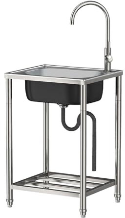 Tragbare Camping Spüle | Outdoor Waschbecken mit 1 Spülbecken | Mobiles Spülbecken zur Erweiterung der Outdoorküche | Outdoor Spüle ideal für Angler,Küche, Garage, Waschküche(Farbe: 60x45x82cm)