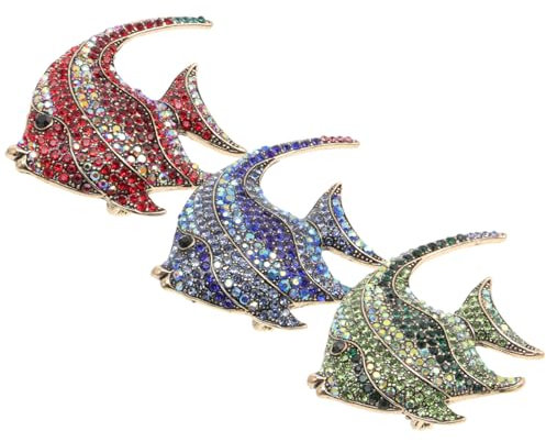 SOIMISS 3pièces Broche Poisson Tropical Avec Diamants Broche Poitrine Créative Pour Vêtements Rouge Bleu Vert
