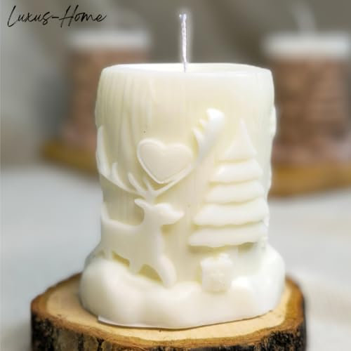 2 Stück Weihnachtskerzen - Adventskerzen - Adventskranz -Handmade Sojawachskerze - Weihnachts Dekoration - Rentier - Relief - Weihnachtsgeschenke - Weihnachten kerze - Christmas - gift