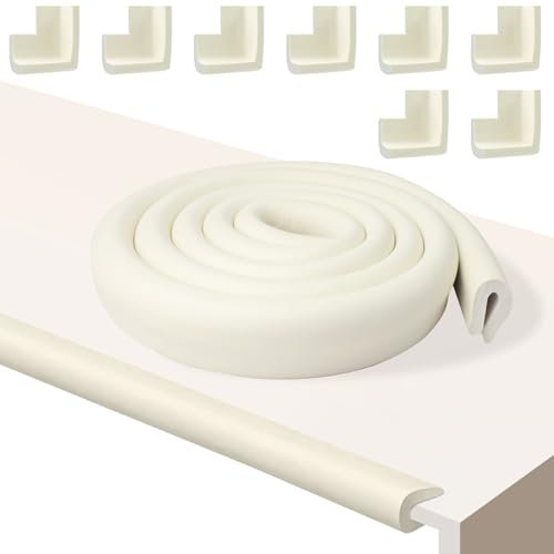 9 Pcs Baby Proofing Edge Protector 8 Foam Corner Protectors,2m U Shape Foam Edge Protectors Foam Safety Strip For Kids White Child Safety Table Edge Guards For Coffee Table Fireplace (White-U Form)
