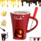 HNTKGME Tazza per Fonduta di Cioccolato, Set Fonduta Cioccolato con Forchetta E Candela Tealight, Tazza per Cioccolata Calda, Mini Kit Fonduta Cioccolato Multifunzionale in Ceramica (Red)