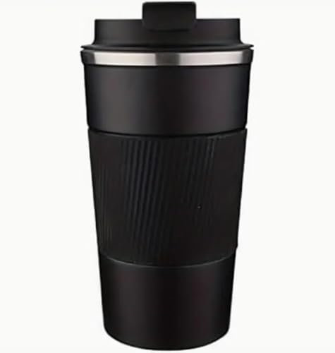 EMEF Insulated Tumblers - Durable Stainless Steel Travel Mugs Stylish Practical Drinkware for Hot and Cold Drinks in with Leak Proof Lids for Every Occasion (Black, 500ml)