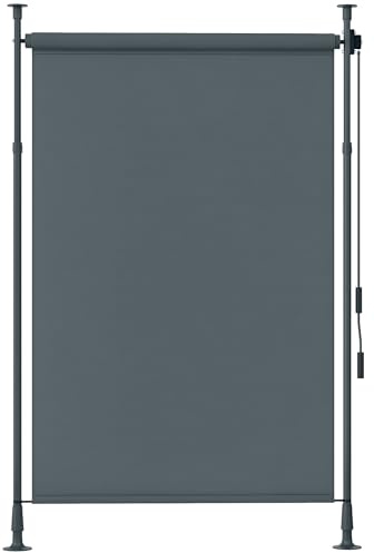 Outsunny Store extérieur sur Pied Store Manuel rétractable Store Enroulable Longueur réglable dim. 2 x 2,2-3,1 m avec manivelle Installation sans perçage métal alu. Polyester Gris foncé