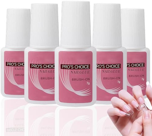 5 Stück Nagel Kleber - Tip Kleber für Gelnägel - Schnelltrocknend Nail Glue Ohne UV Lampe - Langanhaltend Nagelkleber für Kunstnägel, Falsche Acrylnägel, Nägel Charms - Nail Art Tools, 7g/Pcs
