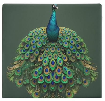 MNVTSKOP Outdoor-Sitzkissen, abnehmbar, quadratisch, Pfau mit Quasten, Memory-Schaum, Stuhlkissen, waschbar, Stuhlkissen für Küche, Esszimmer, Büro, Terrassenmöbel, 38,1 x 35,1 cm