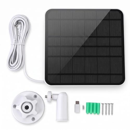 Cheotime 12W Solarpanel Ladegerät für Überwachungskameras Im Freien mit Micro USB und USB C Stecker für Vogelfutterkamera Türklingel Überwachungskamera 9,8 Fuß Kabel 360 ° Einstellbar
