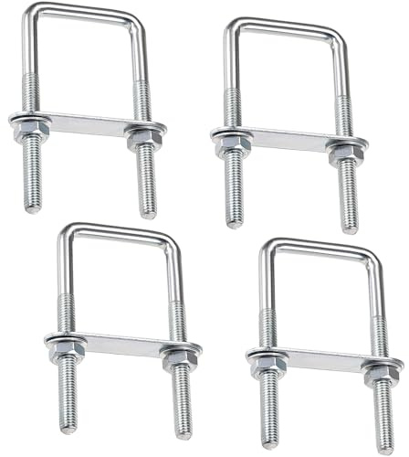 LEPEVNEY 4 Sets M8 Square U-Bolts 40mm Inner Width 100mm Length with Nuts, Plates & Washers, Gasket for Automobiles Trailer Ski Boat Fishing Boat Pipelines - M8*40 * 100