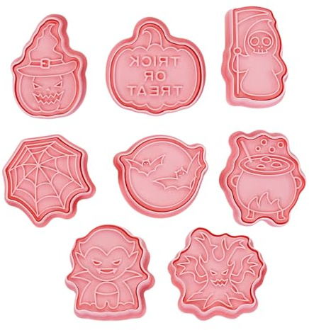 8 Stück Halloween Ausstecher, Halloween Keksausstecher, 3D-Stempel Keksformen für Halloweens Partyzubehör, Dekorationen und Backen Mit Fondant Schokolade