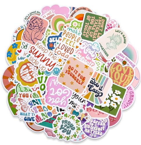 BOHUIZ 100 Pcs Pink Inspirational Stickers, Waterproof Preppy Motivational Stickers Positive Quote Vinyl Decal for Water Bottle, Laptop, Scrapbook, Notebook, Journal, Skateboard