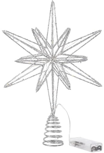 TOYANDONA Adorno Iluminado para la Copa del árbol de Navidad: Estrella para la Copa del árbol de Navidad con 30 Luces LED - Adorno Decorativo para la del - Decoración navideña para Interiores