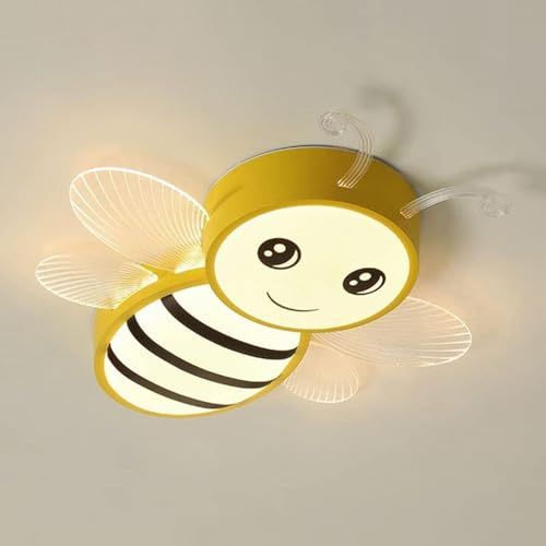 Yuelux LED Kinder Deckenleuchte Bienen Design Warmlicht 3000K Gelb | Lampe 60cm für Jungen & Mädchen. Gemütliche Atmosphäre fürs Kinderzimmer. Konstant 3000K warmes Licht ohne Flimmern