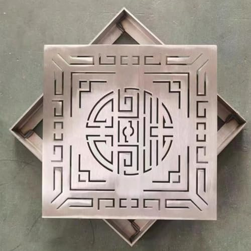 Griglia di Scolo e Telaio Invisibile, Chiusino Pozzetto con Fori di Drenaggio, Acciaio Inossidabile 304, Pavimento Quadrato per Pavimenti in Cemento, Cortili, Vialetti e Garage(30x30x3cm/12x12x1.2in)