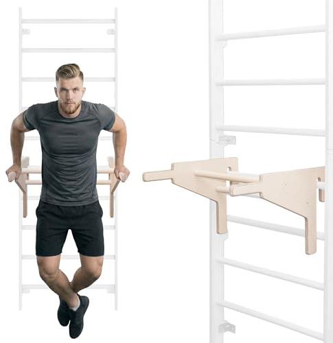 MAMOI® Dip-Barren für Sprossenwand, Trainingsgriffe für Kraftübungen, höhenverstellbar, Calisthenics- und Liegestütztraining, Fitnessgerät für Zuhause, stabile Trainingsbarren