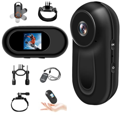 Tebetu HD Cámara Deportiva Mini, 1080P Cámara de Acción Magnética IPX4 con Pantalla LCD, Clip 360°, Visión Nocturna y 150° Gran Angular, Ideal para Casco, Bicicleta, Moto y Actividades al Aire Libre