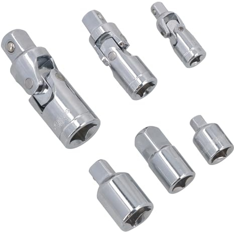AB Tools Socket Adaptor Adapter Step Up Reducer and Universal Joints UJ's 7pc by Bergen