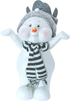 X-MAS ART COLLECTION Glitzer Figur Schneemann stehend mit Mütze & Schal Jubelnd