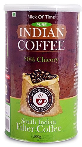Nick of Time Traditional South Indian Chicory Filter Coffee Powder (70:30 Coffee Chicory Ratio) 100% Arabica AA Grade Dark Roast | Balanced Flavor & Aroma (500g|17.63 oz)