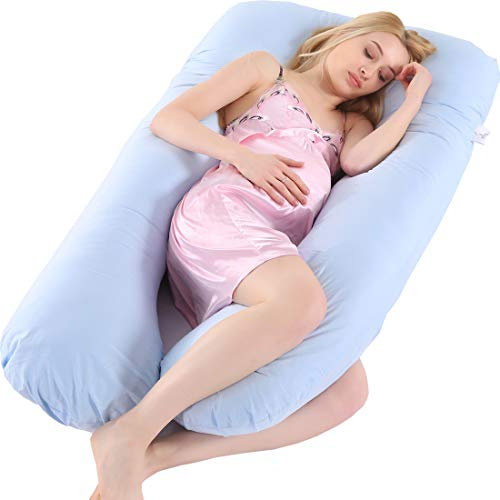 U Shape Pillow Pregnant Woman Side Sleep Sleeper Removable Multifunctional Waist Support Quiet and Comfortable Ergonomic Maternity Long Pillow(Blue)