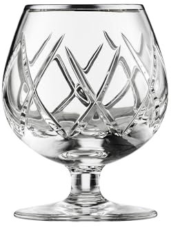 ARNSTADT KRISTALL Cognacglas London Platin (10,6 cm) - Kristallglas mundgeblasen · handgeschliffen · Handmade in Germany · inkl. echtem Platinrand