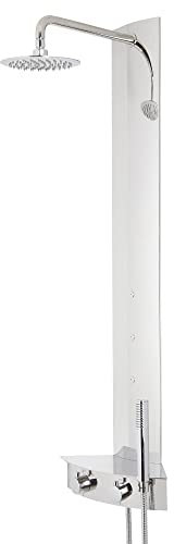 Milano Astley Modern Corner Thermostatic Shower Tower Panel Head Hand Shower Body Jets - Chrome