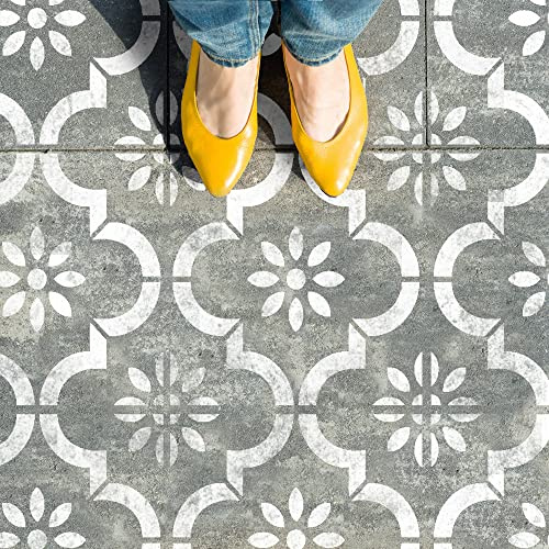 2 x Faux Tile Stencils - Paint Tile Effect on Floors Walls Furniture - Jannah 12 (304mm) Single
