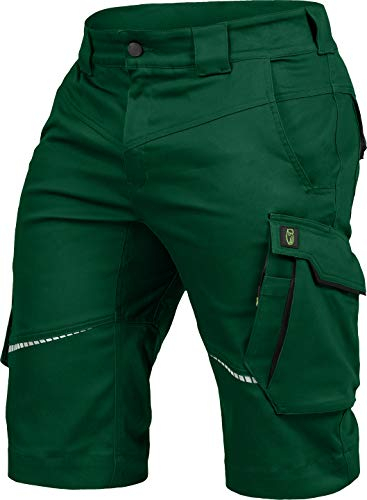 Leibwächter Arbeitsshorts Herren Flex Line Grün – Größe 64 – Robuste Cargo Hose mit Taschen – Handwerker Shorts – Berufsbekleidung – Multifunktionshose mit Reflektoren