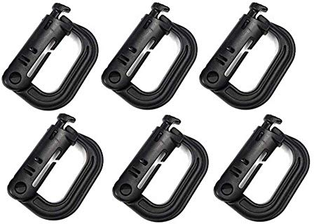 Grimloc-Molle-Karabiner, 6 Stück, D-Verschlussring, D-Ring-Clip, Karabiner, Schnalle