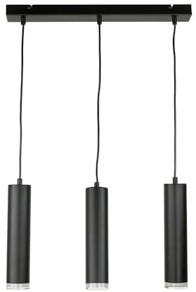 Licht-Erlebnisse Pendelleuchte aus Aluguss in schwarz 3-flammig E27 D:8cm B:50cm für Küche Essbereich Tresen Wohnzimmer Pendellampe Innen Hängeleuchte Hängelampe